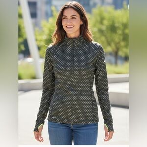 Nike‎ Dri-FIT 1/4 Zip Pullover Small Black Polka Dot Running Training Top